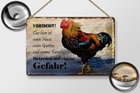 Blechschild Hinweis 30x20cm Huhn Vorsicht das mein Haus