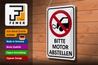Blechschild Hinweis 20x30cm Bitte Motor abstellen