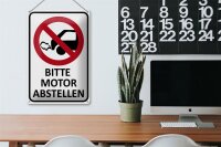 Blechschild Hinweis 20x30cm Bitte Motor abstellen