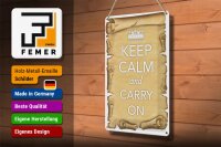 Blechschild Spruch 20x30cm Keep Calm and carry on
