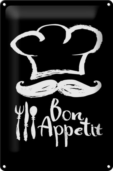 Blechschild Essen 20x30cm Bon Appetit Restaurant s/w