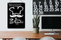 Blechschild Essen 20x30cm Bon Appetit Restaurant s/w