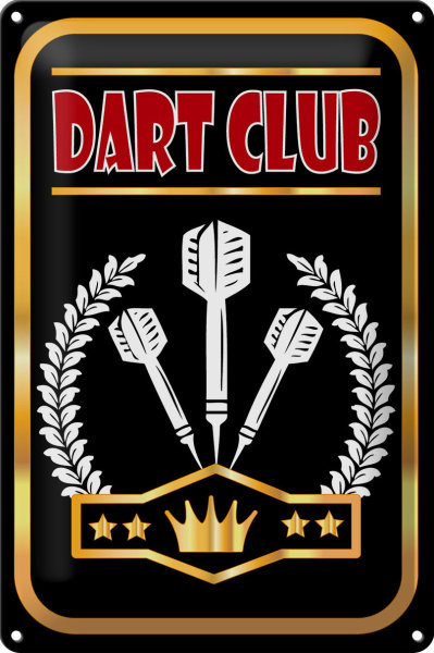 Blechschild Hinweis 20x30cm Dart Club schwarzes