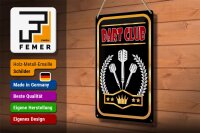 Blechschild Hinweis 20x30cm Dart Club schwarzes