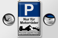 Blechschild Hinweis 20x30cm Parkschild Nur für Motorräder