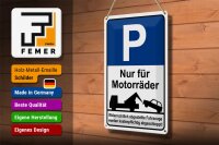 Blechschild Hinweis 20x30cm Parkschild Nur für Motorräder