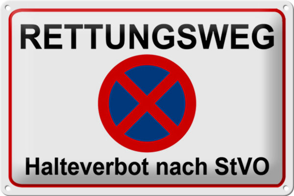 Blechschild Hinweis 30x20cm Rettungsweg Halteverbot nach StVO