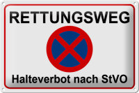 Blechschild Hinweis 30x20cm Rettungsweg Halteverbot nach...