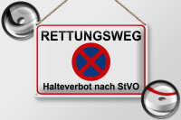 Blechschild Hinweis 30x20cm Rettungsweg Halteverbot nach StVO