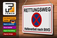Blechschild Hinweis 30x20cm Rettungsweg Halteverbot nach StVO