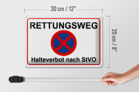 Blechschild Hinweis 30x20cm Rettungsweg Halteverbot nach StVO