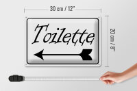 Blechschild Hinwei 30x20cm Toiletten Pfeil links