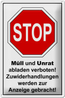 Blechschild Hinweis 20x30cm Stop Müll und Unrat...