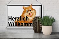 Blechschild Spruch 30x20cm Herzlich Willkommen Hund
