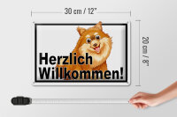 Blechschild Spruch 30x20cm Herzlich Willkommen Hund