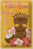 Blechschild Alkohol 20x30cm Tiki Bar Aloha Hawaii