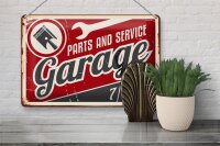 Blechschild Retro 30x20cm Garage parts service Auto Teile