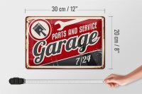 Blechschild Retro 30x20cm Garage parts service Auto Teile