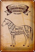 Blechschild Pferd 20x30cm Horse cuts Organic Metzgerei