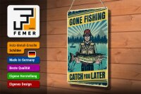 Blechschild Retro 20x30cm Gone Fishing Angeln
