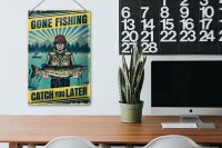 Blechschild Retro 20x30cm Gone Fishing Angeln