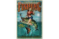 Blechschild Pin Up 20x30cm less talk more fisching Angeln