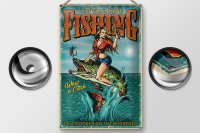 Blechschild Pin Up 20x30cm less talk more fisching Angeln