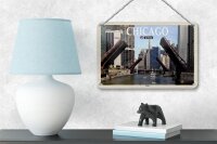 Blechschild Reise 18x12cm Chicago USA Bridges Brücken Fluss Deko