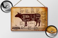 Blechschild Kuh 30x20cm Beef cuts Organic Metzgerei