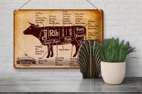 Blechschild Kuh 30x20cm Beef cuts Organic Metzgerei