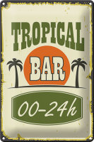 Blechschild Alkohol 20x30cm Tropical Bar 00 - 24 h