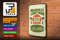 Blechschild Alkohol 20x30cm Tropical Bar 00 - 24 h