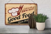 Blechschild Retro 30x20cm Cold drinks and warm meal