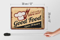Blechschild Retro 30x20cm Cold drinks and warm meal