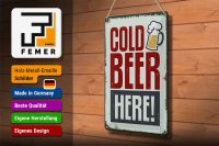 Blechschild 20x30cm Cold beer here Bier