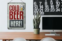 Blechschild 20x30cm Cold beer here Bier