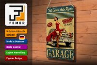 Blechschild Pinup 20x30cm Garage Full Service Auto Repair
