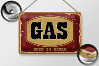 Blechschild Hinweis 30x20cm GAS open 24 hours