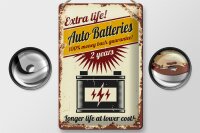 Blechschild Retro 20x30cm Extra Life Auto Batteries