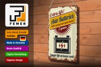 Blechschild Retro 20x30cm Extra Life Auto Batteries