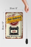 Blechschild Retro 20x30cm Extra Life Auto Batteries