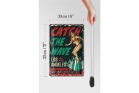 Blechschild Pinup 20x30cm Surfing Girl Los Angeles Sommer