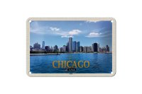 Blechschild Reise 18x12cm Chicago USA Skyline Hochhäuser Schild