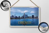 Blechschild Reise 18x12cm Chicago USA Skyline Hochhäuser Schild