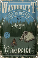 Blechschild Retro 20x30cm Wanderlust camping
