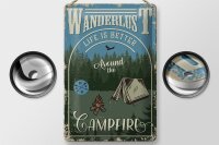 Blechschild Retro 20x30cm Wanderlust camping