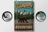 Blechschild Retro 20x30cm Summer Camping Time wild Forest
