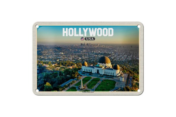 Blechschild Reise 18x12cm Hollywood USA Griffith Observatory Schild