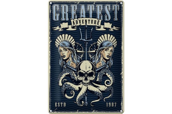 Blechschild Pinup 20x30cm greatest adventure