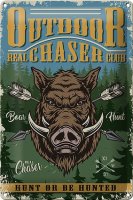 Blechschild Outdoor 20x30cm Jagd real chaser club
